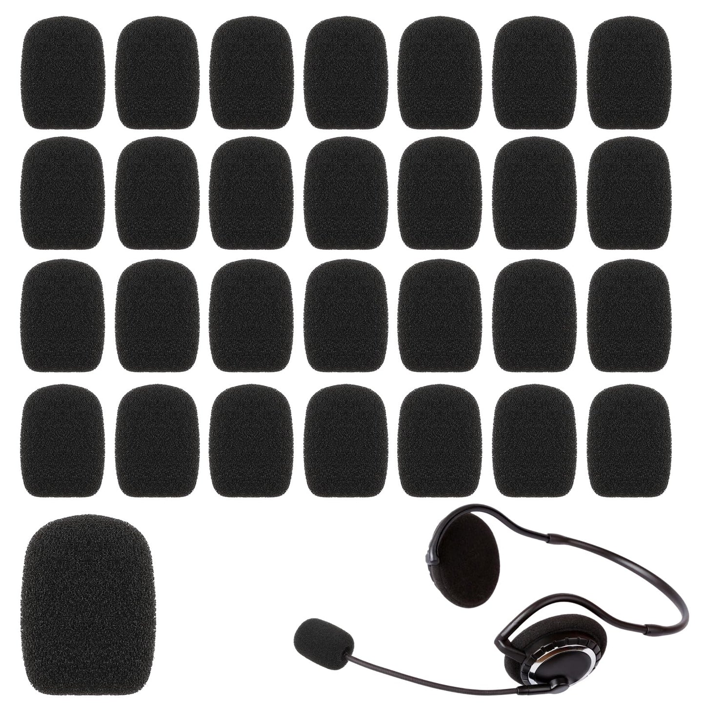 Molain 10/30Pcs Headset Microphone Covers Foam, Noise Reduction Lapel Headset Microphone Sponge Mini Cover Microphone Wind Protection Cover for Variety of Headset Microphone (30)