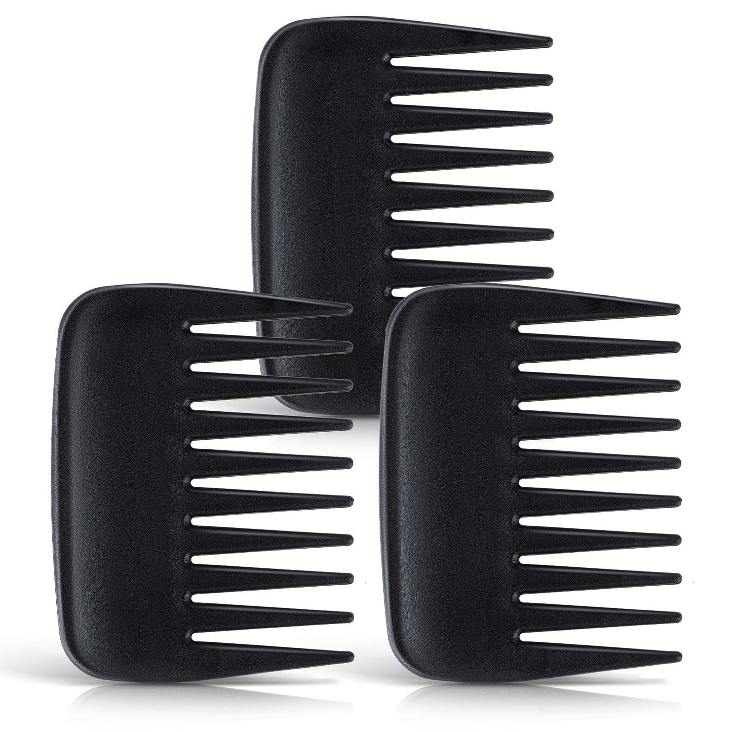 TIESOME 3pcs Plastic Wide Tooth Comb, Anti-static Hair Detangling Comb for Women Men, Salon Styling Shower Comb, Curly Hair Combs, Unisex, Black