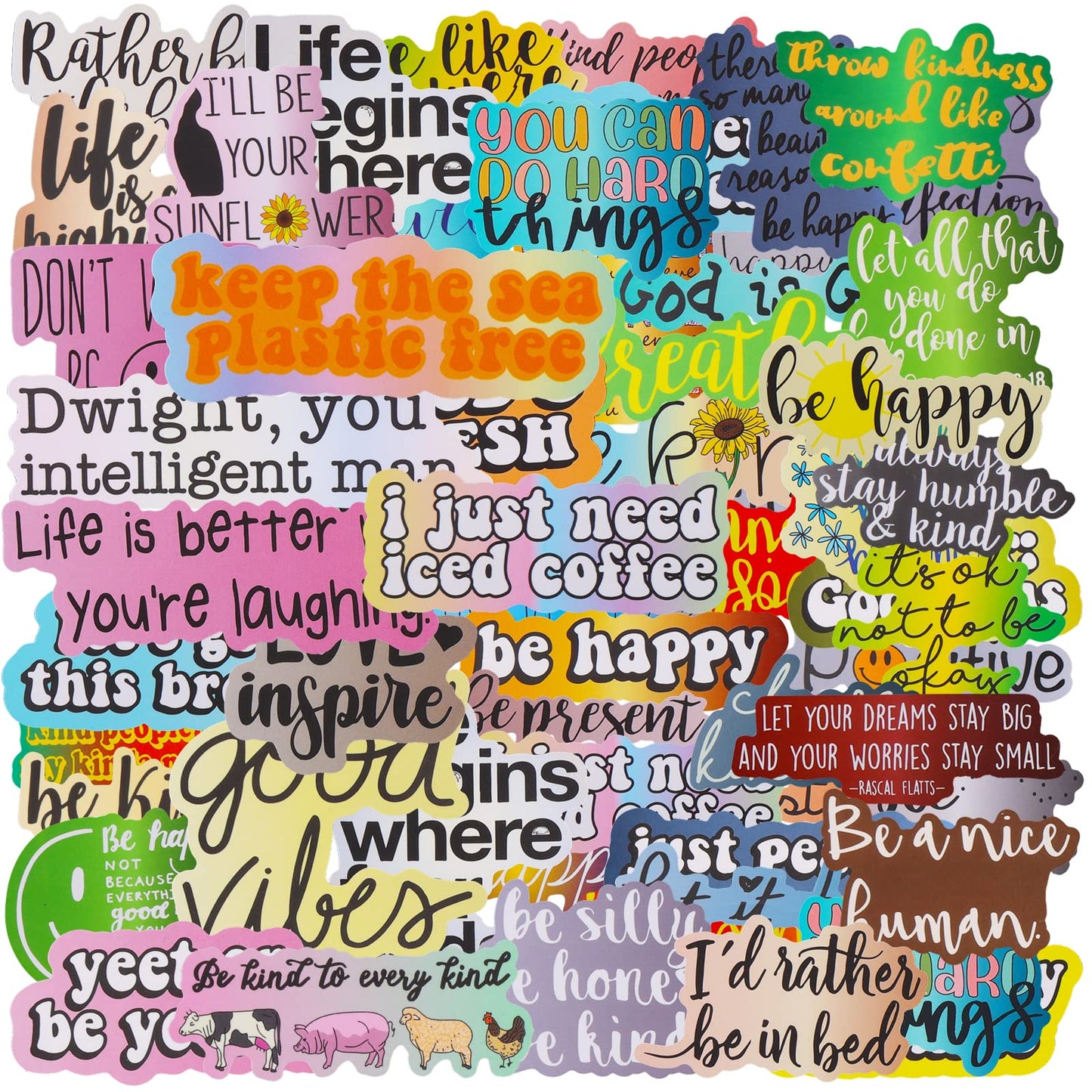 cobee Inspirational Words Stickers, 50 Pieces Motivational Quote Stickers Waterproof Laptop Stickers for Water Bottles Book Scrapbooking Journal(Style B)
