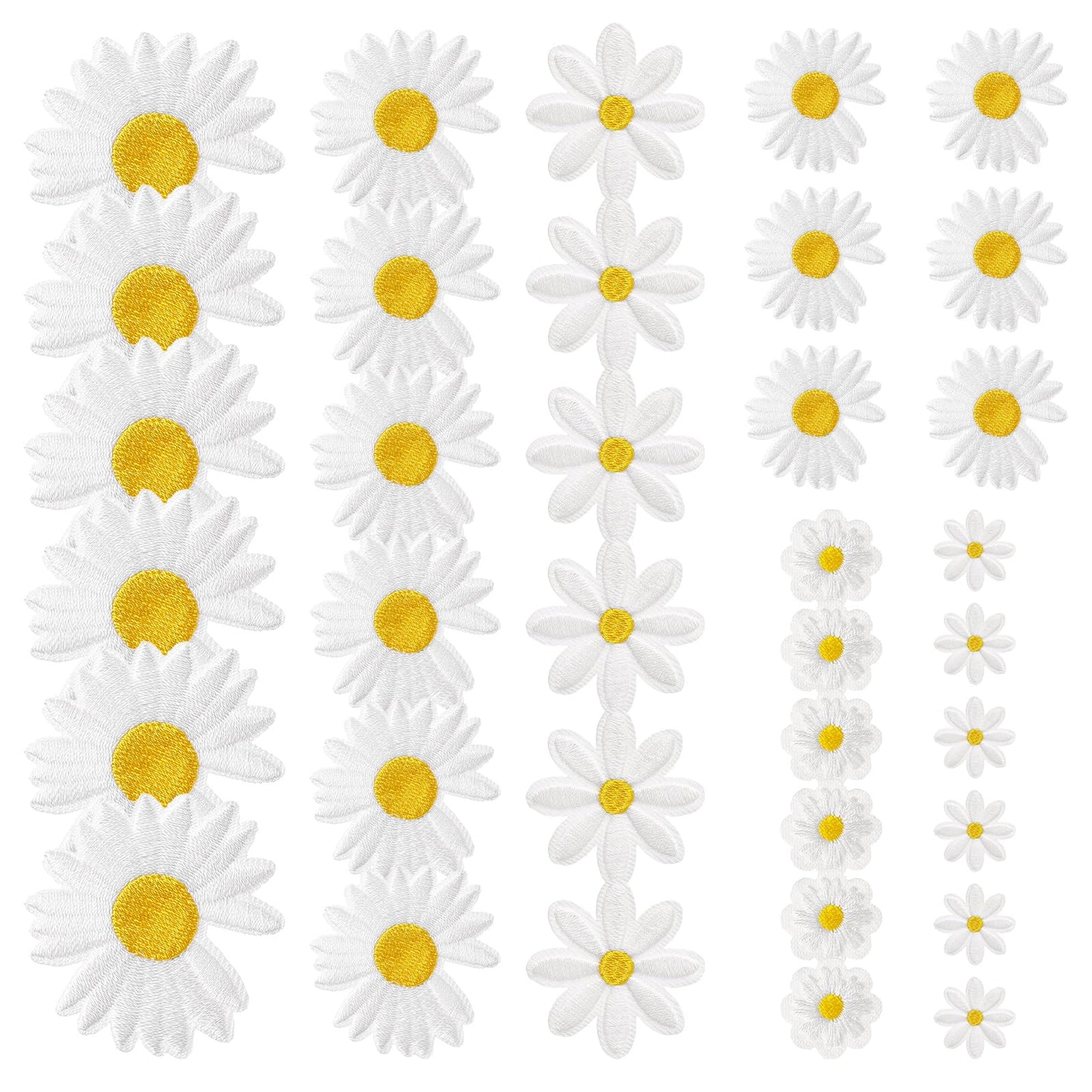 Giantree 36PCS Flower Iron on Patches, Daisy Flower On Patch Delicate Embroidered Appliques for Clothes, Embroidered Repair Patches for Clothes Decoration and DIY Craft Supplies(Hot-melt Adhesive)