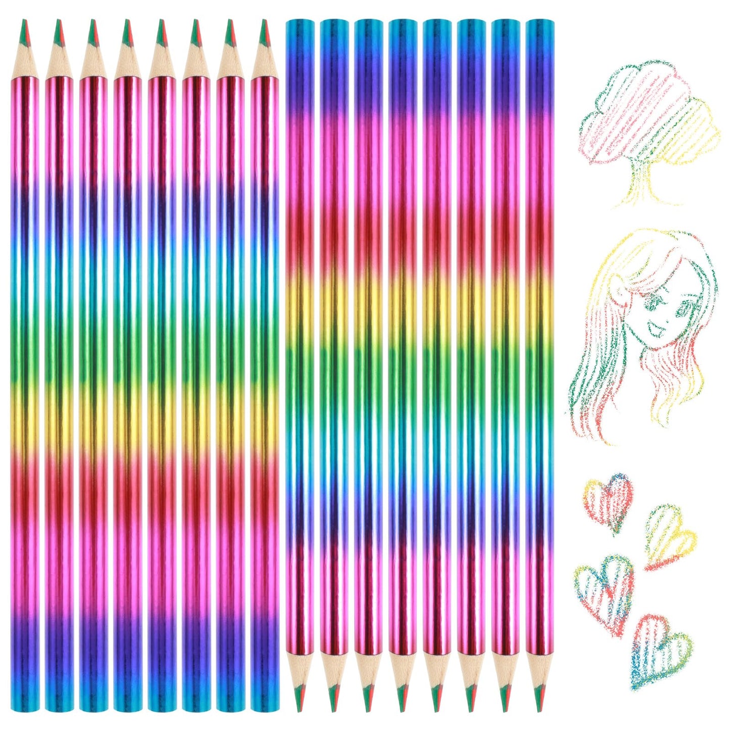 Giantree 20Pcs Rainbow Coloured Pencils, 4 in 1 Colour Pencils, Colouring Pencils for Children, Coloured Pencils for Adults Multicoloured Pencils for Drawing Writing Sketching Art Supplies Party Bag