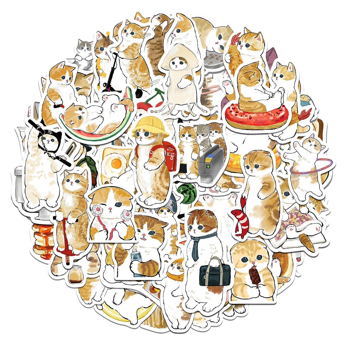 Amaxiu 64PCS Funny Cat Stickers, Vinyl Waterproof Cute Decals Kawaii Stickers DIY Decorative Stickers for Water Bottle Laptop Phone Luggage Skateboard