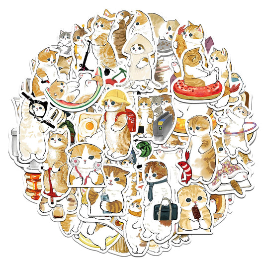 Amaxiu 64PCS Funny Cat Stickers, Vinyl Waterproof Cute Decals Kawaii Stickers DIY Decorative Stickers for Water Bottle Laptop Phone Luggage Skateboard