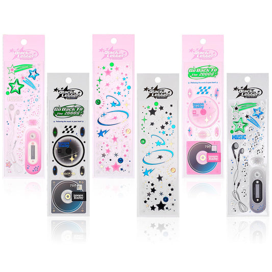 AOZUO Pack of 6 Kpop Stickers, Star Stickers, Korean Stickers, Glitter Stickers, Laser Star Photo Cards, Glittering, Self-Adhesive, Scrapbooking, Cute Stationery Decoration for DIY Diary Cards, Crafts