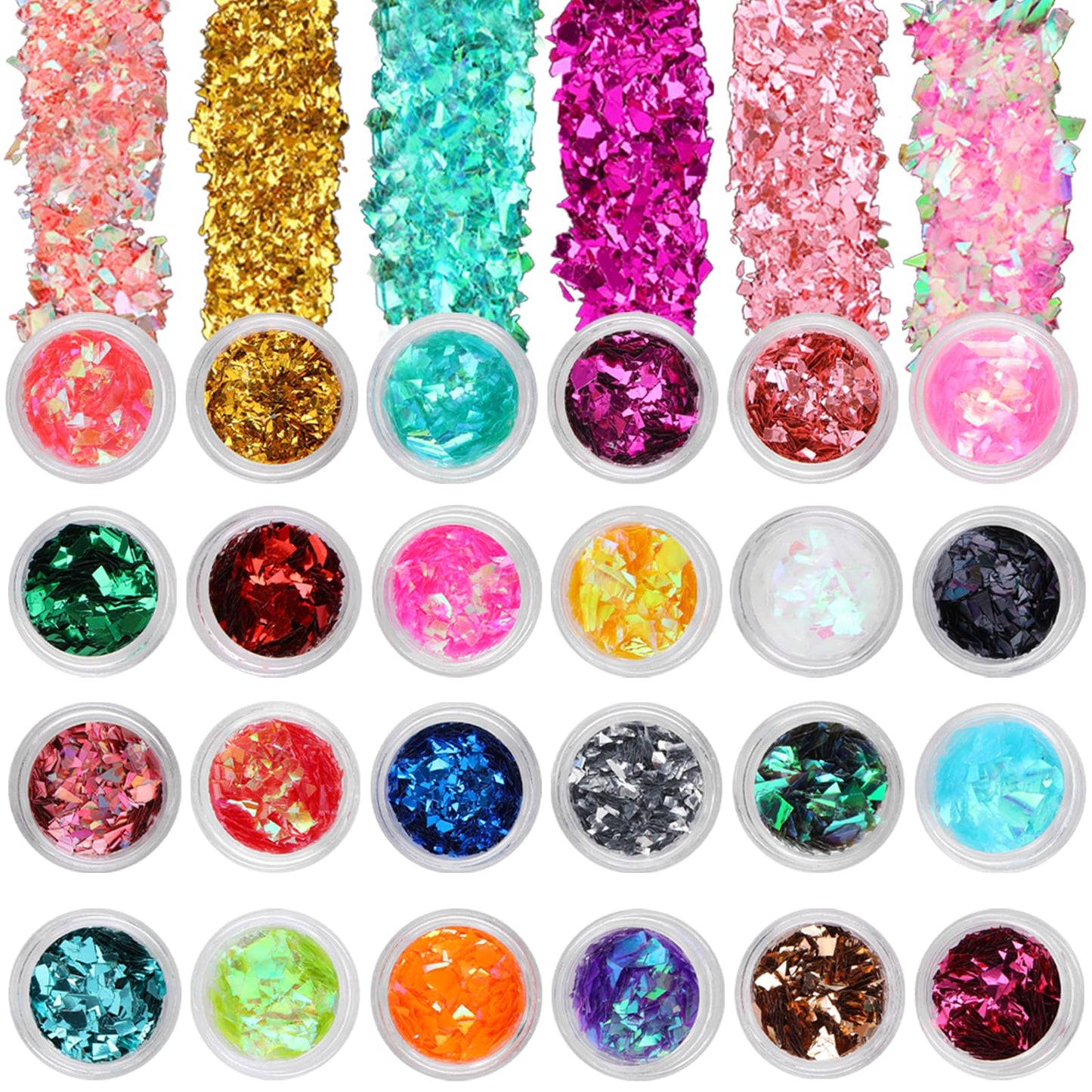 Giantree 24 Colors Fantasy Glitter Sequin Set, Face Body Irregular Glitter Cosmetic Body Glitter Accessories for Festival Makeup Nail Body Hair Eyes Lips DIY Crafts