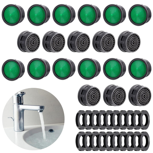 Amabro Faucet Aerators,4.75 GPM Flow Restrictor Insert Filter with Washer Water Saving Sink Aerator Replacement Parts for Bathroom or Kitchen, Fit for Internal/External Thread Faucet Aerators (20pcs)