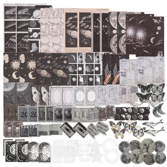 Andibro Vintage Scrapbook Accessories, 100 Pcs Scrapbooking Stickers Kit Aesthetic Washi Paper Sticker Set Junk Journal Stickers Book DIY Retro Stickers Supplies for Letters Notebook Card Making(A)