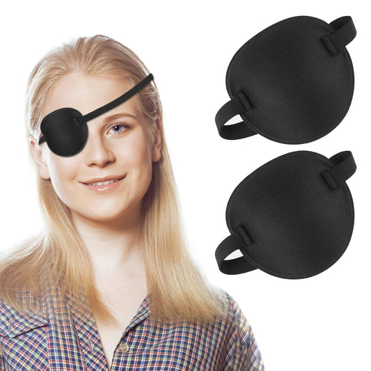 Bewudy 2PCS Eye Patch, 3D Adjustable Eye Patches, Medical Eye Patch, Amblyopia Lazy Eye Patches for Left or Right Eyes for Adults and Kids (Black)