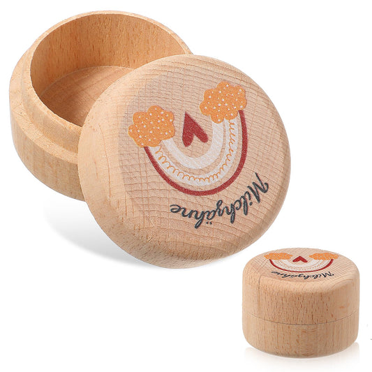 AOZUO Tooth Box Milk Teeth for Boys Girls Personalised Wooden Milk Tooth Box with Child-Friendly Rainbow Heart Print Gift Ideas for Christening and Birthday Gifts for New Parents
