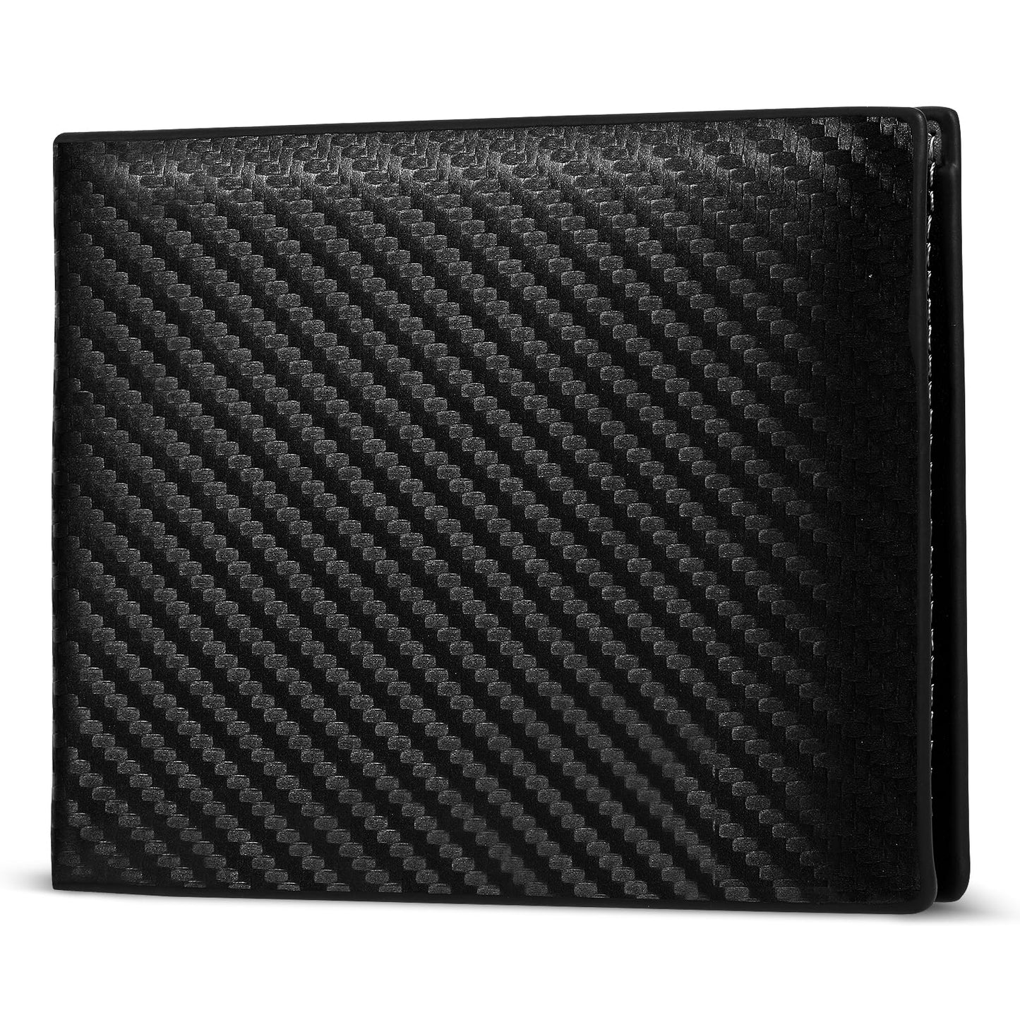simarro Carbon Fiber Wallet for Men, Leather Wallet and Bifold Wallet Money Pocket Minimalist Design Wallets Portable Short Wallet Large Capacity Coin Purse with ID Window Card Case (Black)