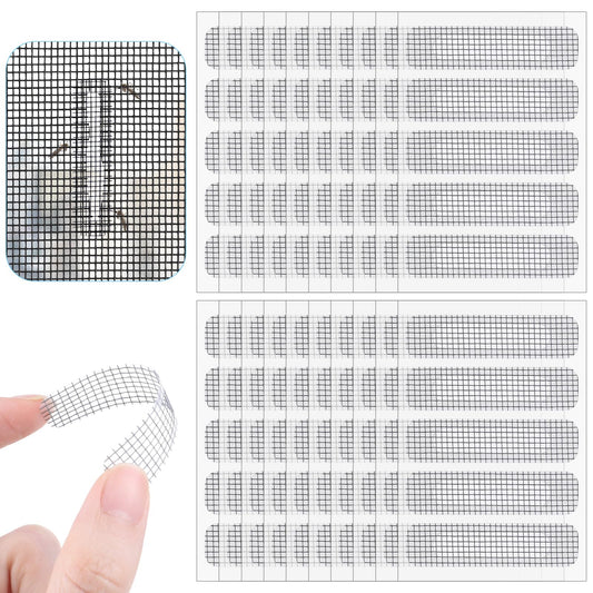 Amabro Breathable Fly Screen Repair Kit Strong Adhesive Window Screen Mesh Tape Self-Adhesive Screen Kit for Repairing Small Holes and Tears(100PCS)