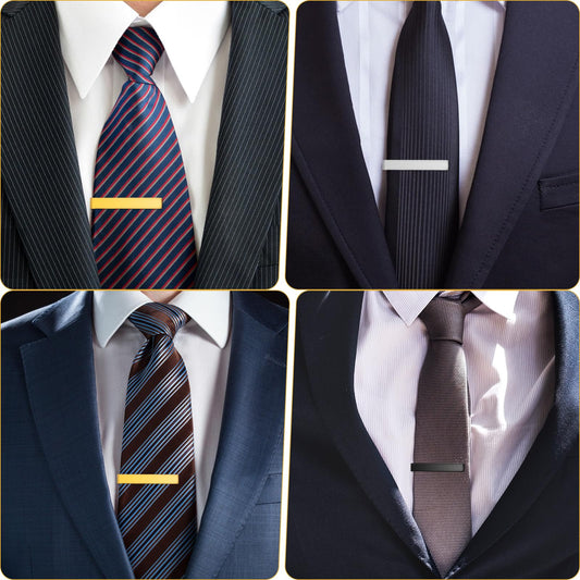 Andibro 3Pcs Black Silver Gold Classic Tie Clips, Stainless Steel Necktie Tie Bar Pinch Suitable for Men Wedding Anniversary Business Father's Day Gifts
