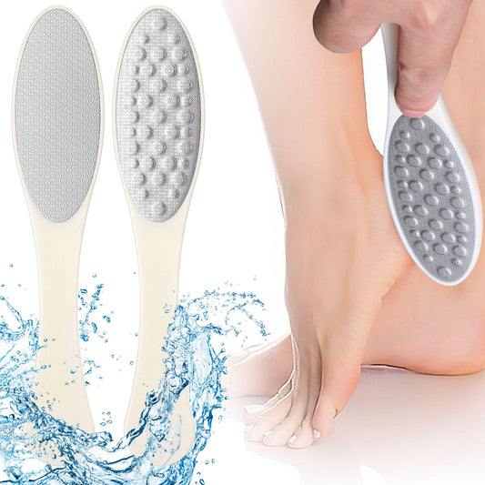 AOZUO 2 Pcs Metal Foot File, Stainless Steel Foot Scraper, Double Sided Callus Remover for Feet, Professional Pedicure Rasp Feet Pedicure Tool for Men Women Cracked Heel and Dead Foot Skin(Beige)