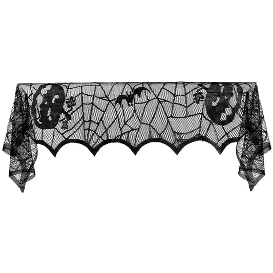 Amaxiu Halloween Black Lace Table Runner, Spider Web Table Decoration 72 x 18 in Pumpkin Halloween Dinner Table Decor Polyester Table Runner Fireplace Mantle Scarf