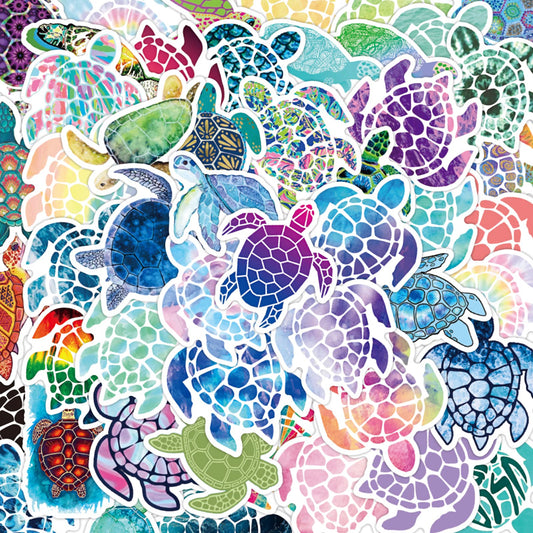 cobee 50 Pcs Sea Turtle Stickers, Waterproof Colorful Ocean Vinyl Turtle Stickers Decal, Summer Sea Turtle Pack Decoration for Water Bottle Laptop Car Bicycle Home Office Halloween Christmas
