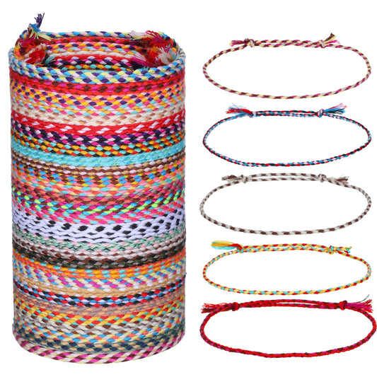 LXUEJIE 30 PCS Handmade Friendship Braided Bracelet, Woven Wrap Friendship Bracelets Adjustable Colorful Wrist Cord for Women Men Thread Bracelets for Women Party Favors Birthday Gifts