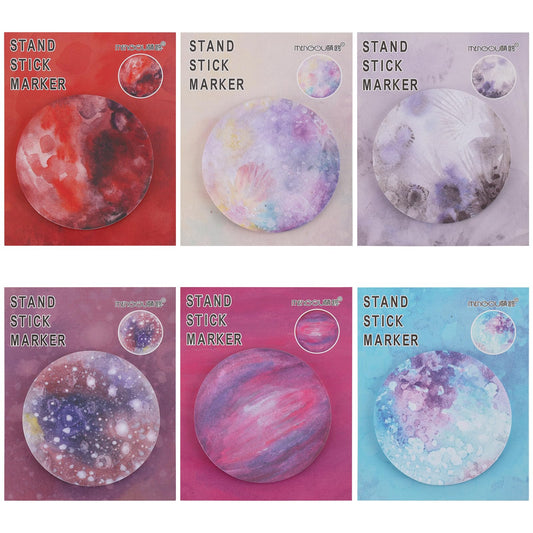 Bewudy 300 Sheets Sticky Notes Star Planets Self-Stick Notes, 6 Pads/Pack, 50 Sheets/Pad, Post Writing Memo Pads Notes for School Classroom Office Supplies Aesthetic Sticky Notes