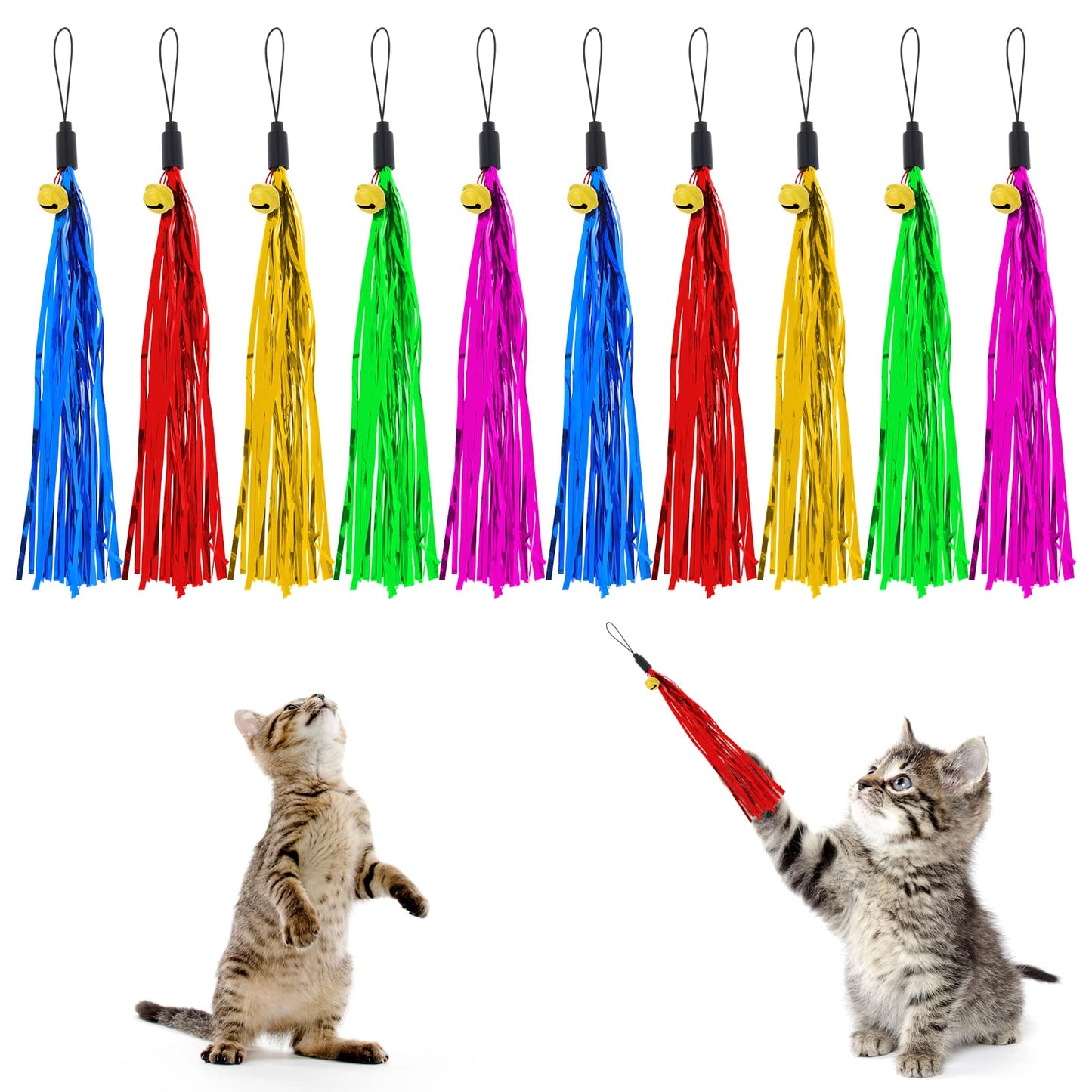 TIESOME Cat Toys, Interactive Cat Toy with bells for Indoor kitten toys Teaser Wand with 10 Pcs Refills Cat Supplies