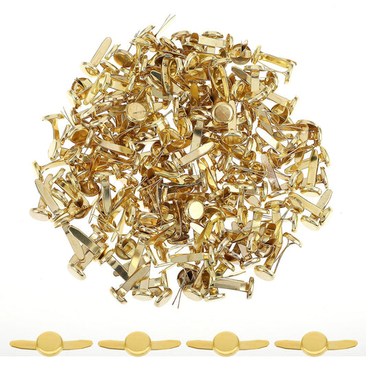 Giantree Pack of 200 Mini Brads Paper Clasps, Metal Round Head Clips Double-footed Corner Nails for Scrapbooking Letter Clips Crafts Decorations Children's Art DIY Projects (Gold)