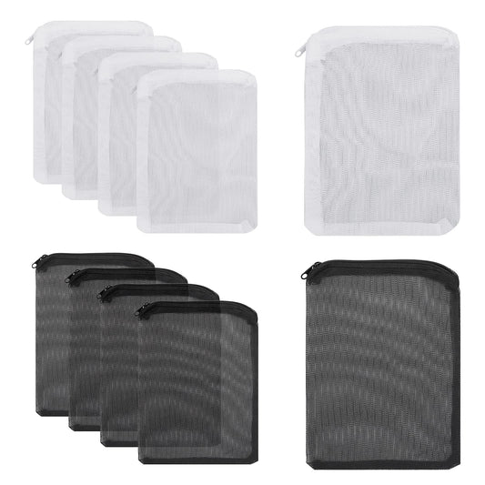 cobee Aquarium Filter Bags,10Pcs Fish Tank Media Mesh Filter Bag with Plastic Zipper, High Flow Media Mesh Filter Bags for Fish Tank Bio Balls(1mm Mesh Hole)