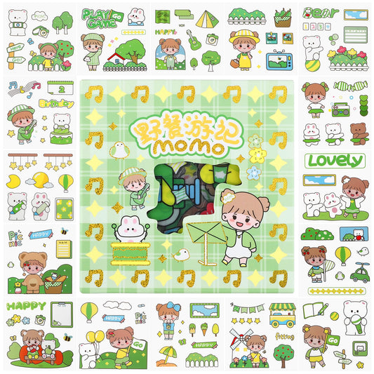 Molain 100 Sheets Kawaii Stickers, Cute Cartoon Girl Sticker Set Waterproof Vinyl Scrapbook Stickers Aesthetic Decals for Journal DIY Crafts Photo Album Planner Calendar Notebook (Color 2)