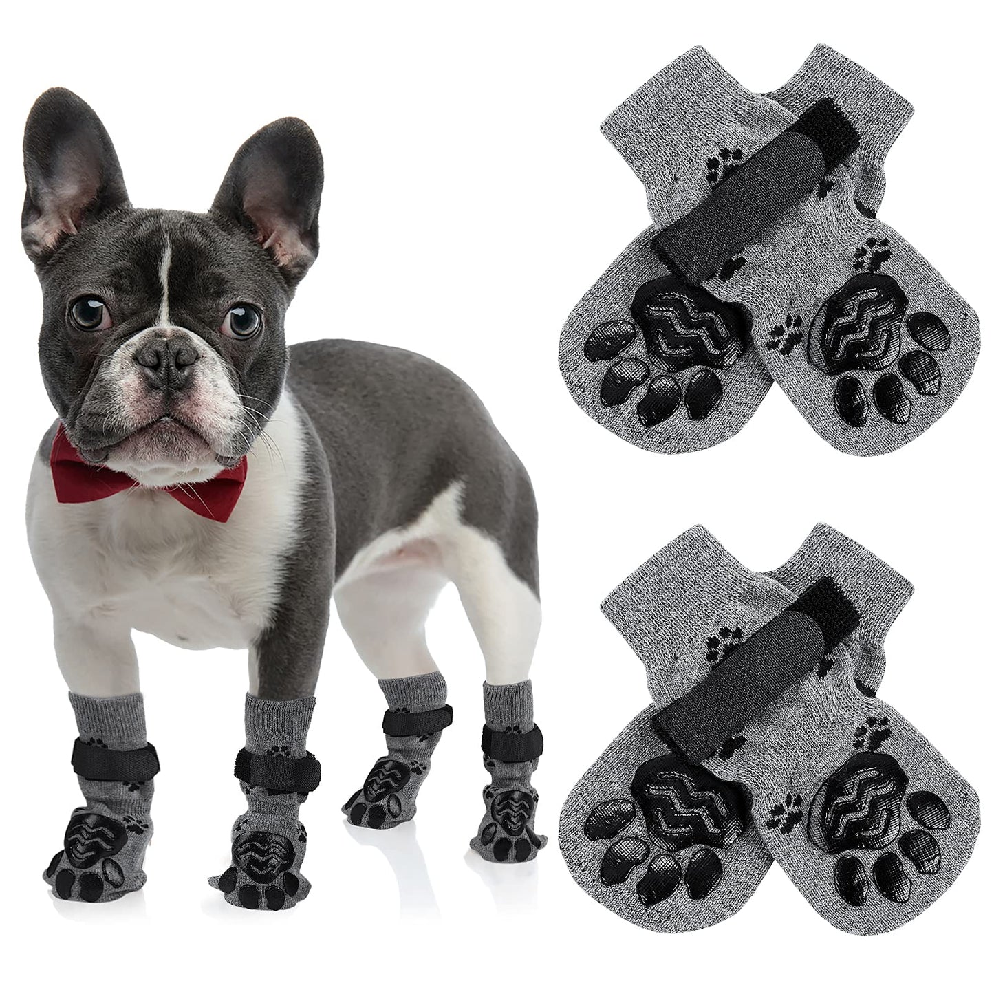 Molain 2 Pairs Anti-Slip Dog Socks, Cat Socks with Adjustable Straps for Indoor Hardwood Floor Wear, Pet Paw Protector, Traction Control Socks for for Small Medium Large Dogs Cats