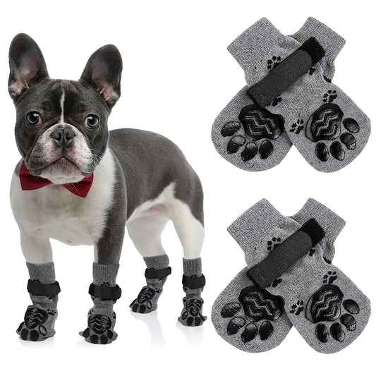 Molain 2 Pairs Anti-Slip Dog Socks, Cat Socks with Adjustable Straps for Indoor Hardwood Floor Wear, Pet Paw Protector, Traction Control Socks for for Small Medium Large Dogs Cats