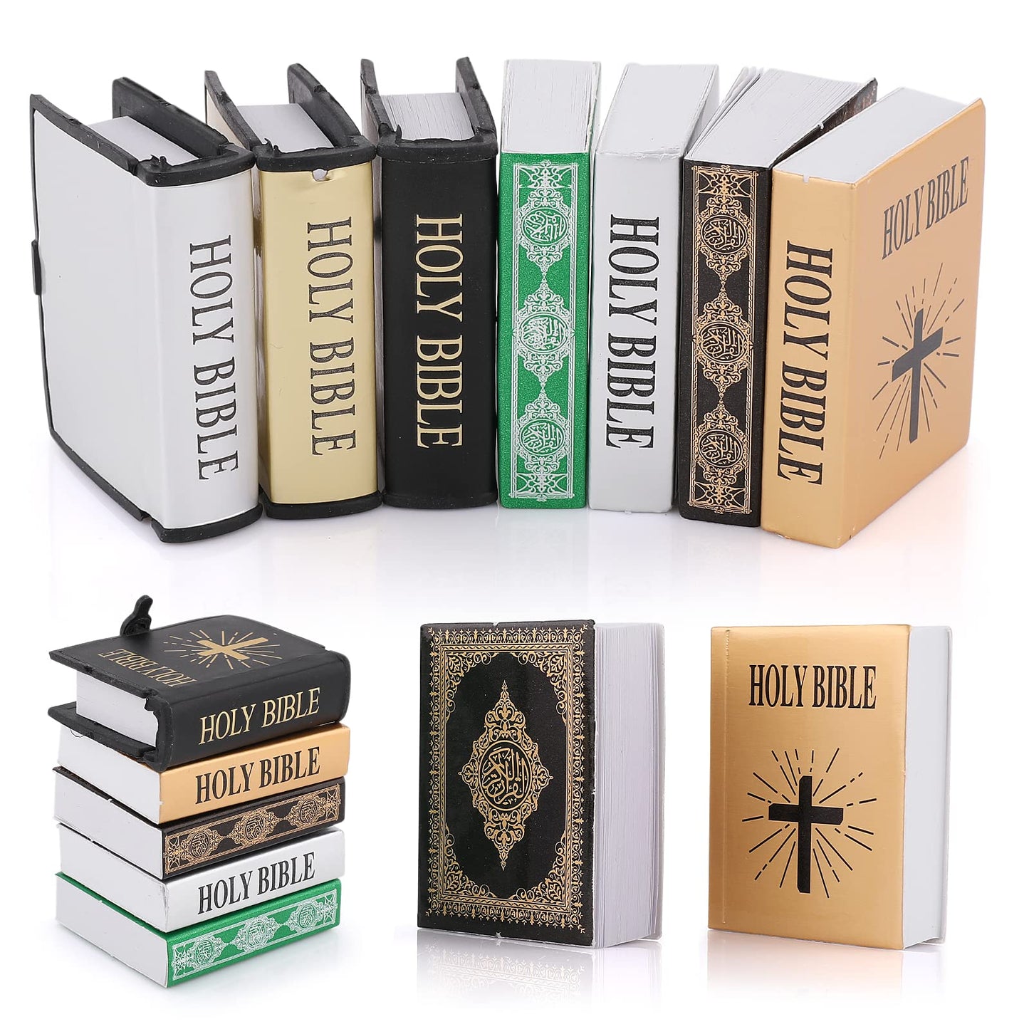 cobee Dollhouse Miniature Bible Set, 7 Pieces Mini Dollhouse Book 1:12 Miniatures Doll House book Dollhouse Furniture Accessories for Dollhouse Study Room Bedroom