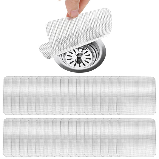Amabro 30PCS Drain Hair Catcher Mesh Stickers, 4"× 4 Disposable Filter Patches for Drains, Shower Floor Drain Cover Sticker Strainer for Bathroom Bathtub Kitchen