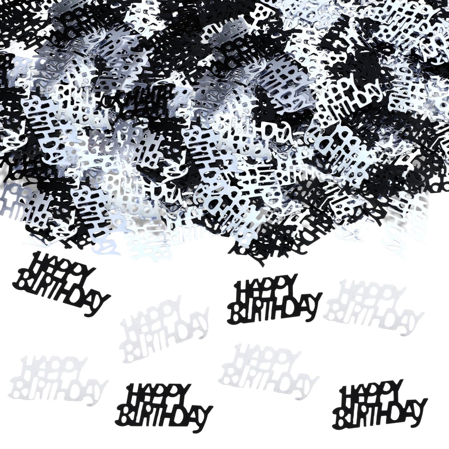 Yuanchu Happy Birthday Confetti, Table Decoration Birthday Decoration Silver Black Glitter Birthday Decoration Table Happy Birthday Confetti Streamers Confetti Decoration Birthday Woman Man