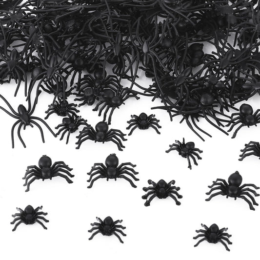 Amaxiu Halloween Realistic Bugs Set, 160pcs Realistic Plastic Spiders 3 Sizes Black Fake Spider Prank Props Mini Spider Toy Prank Scary Joke Spiders for Halloween Party Decoration