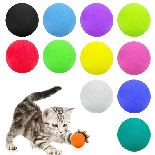 Bewudy 12 Pcs Cat Toys Balls, 4CM Interactive Kitten Toys Rainbow Cat Balls, Colorful Foam Balls for Pet Cat Kitten Dog Puppy Chase Training Sports, Indoor Outdoor Play Activity