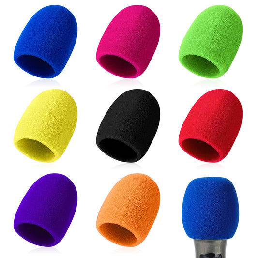 Jeffdad 6 Pcs Microphone Covers Foam, Shakeproof Microphone Foam Covers, Washable Mic Filter for Handheld Microphone, Foam Windscreen Covers Reduce Plosive Wind Noises (Color)