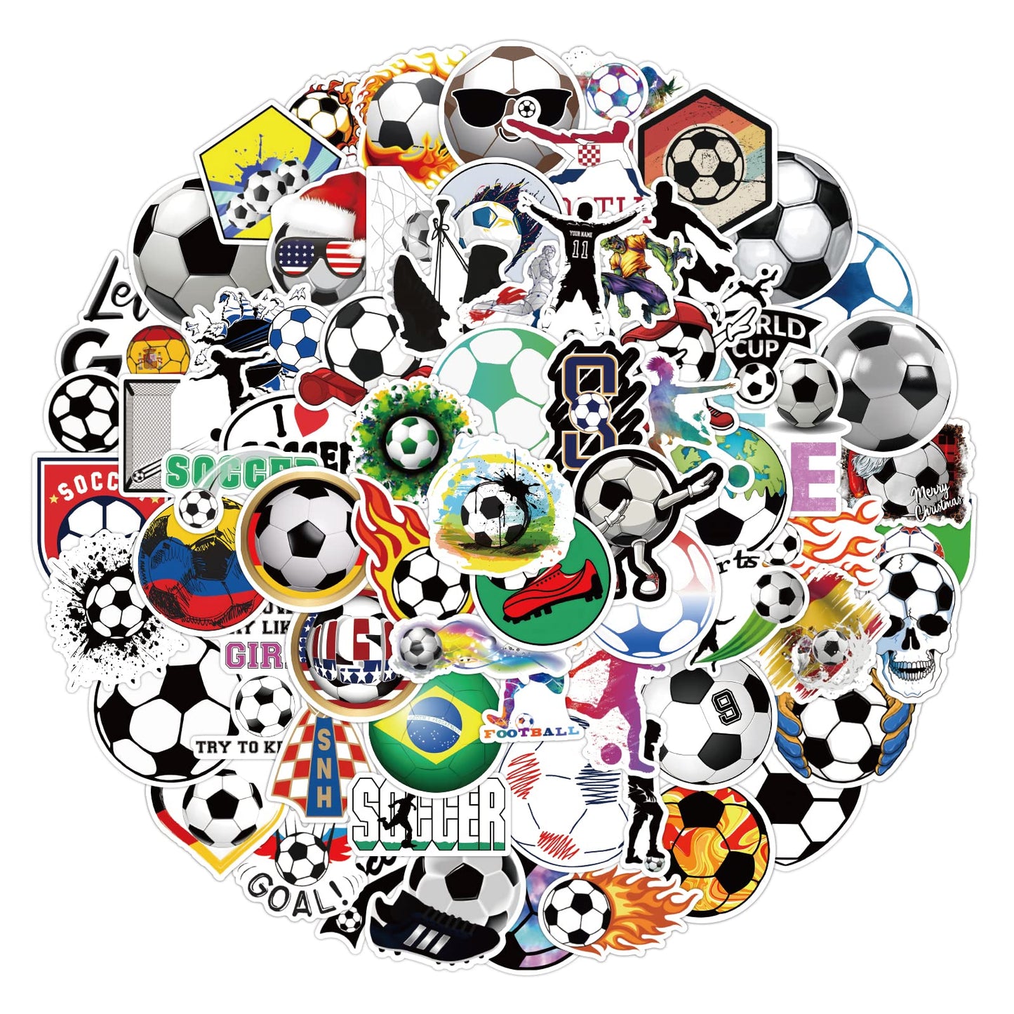 cobee Soccer Stickers, 100 Pieces Sport Football Decals Waterproof Water Bottles Stickers Soccer Vinyl Stickers Soccer Gifts for Teen Aesthetic Trendy Sticker for Scrapbooking Laptop Computer Phone