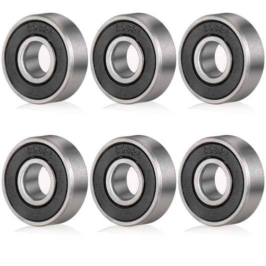 cobee 608 RS Ball Bearings Skateboard Bearings,6 Pcs Double Rubber Sealed Shielded Miniature Deep Groove, 608 Bearings for Skateboards Inline Skates Scooters(608 RS)
