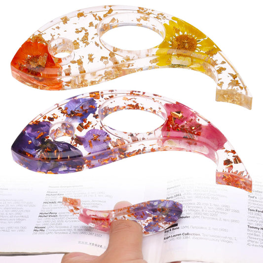TIESOME 2 Pcs Cute Whale Resin Book Page Holder, Dried Flower Thumb Bookmarks Transparent Floral Ring Page Holder Book Opener Reading Book Accessories for Book Lovers Gift Readers Teacher Bookworm