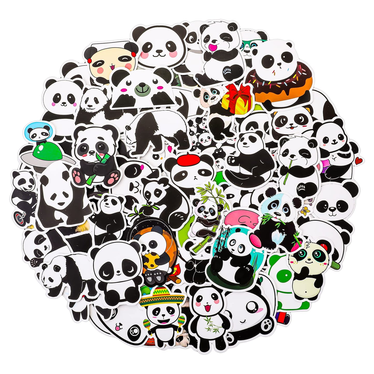 cobee Cute Panda Stickers, 100Pcs Vinyl Panda Decals Decorative Cartoon Stickers Waterproof Animal Sticker DIY Decorations for Laptop Water Bottles