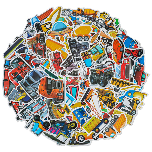 Bewudy Trucks Stickers Transportation Cars Stickers for Kids, 100 Pcs Vehicle Construction Stickers for Kids Toddler Boys (Cars, Trucks, Airplane, Train, Buses and More