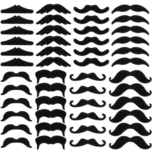 Andibro 48 Pcs Fake Mustache, Self-Adhesive Fake Beard Novelty Hairy Beard Stickers for Halloween Masquerade Party Accessories