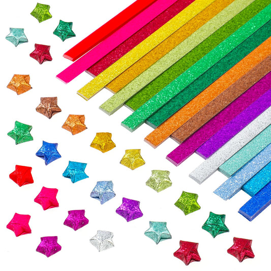 Jeffdad 720pcs Star Paper Strips, 18 Color Glitter, Rectangular, Paper, 24x1cm, Ideal for Origami Stars, Lucky Stars, Puff Stars