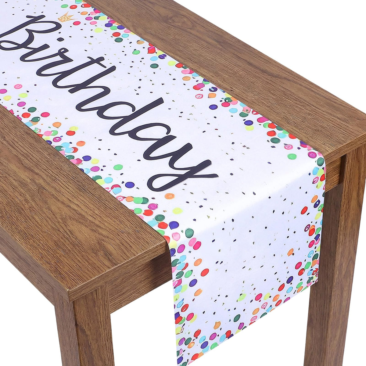 DOPENSPI Happy Birthday Table Runner, Beige Birthday Table Runner 13x72in