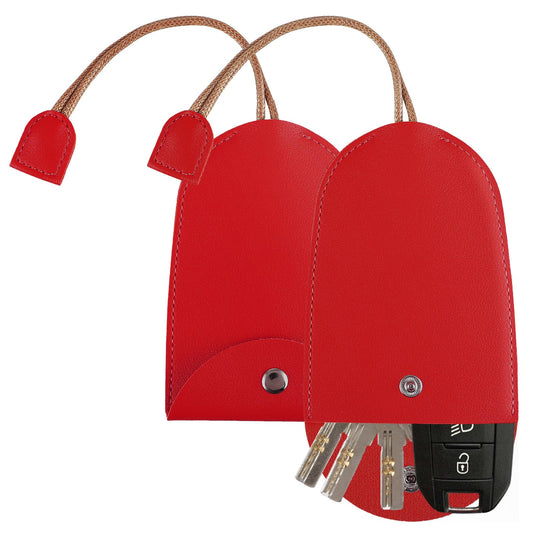 simarro 2Pcs Creative Extendable Car Key Case, Pull-Out Unisex Car Key Case Large-Capacity Protective Key Holder Hook Portable Key Bag Key Sleeve (Red)