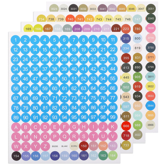 Amabro Diamond Art Painting Numbers Stickers, 447 Color Number Stickers Labels Round Self Adhesive Diamond Art Accessories Stickers for DIY Diamond Art Painting, Office, Storage Boxes(4 Sheets)