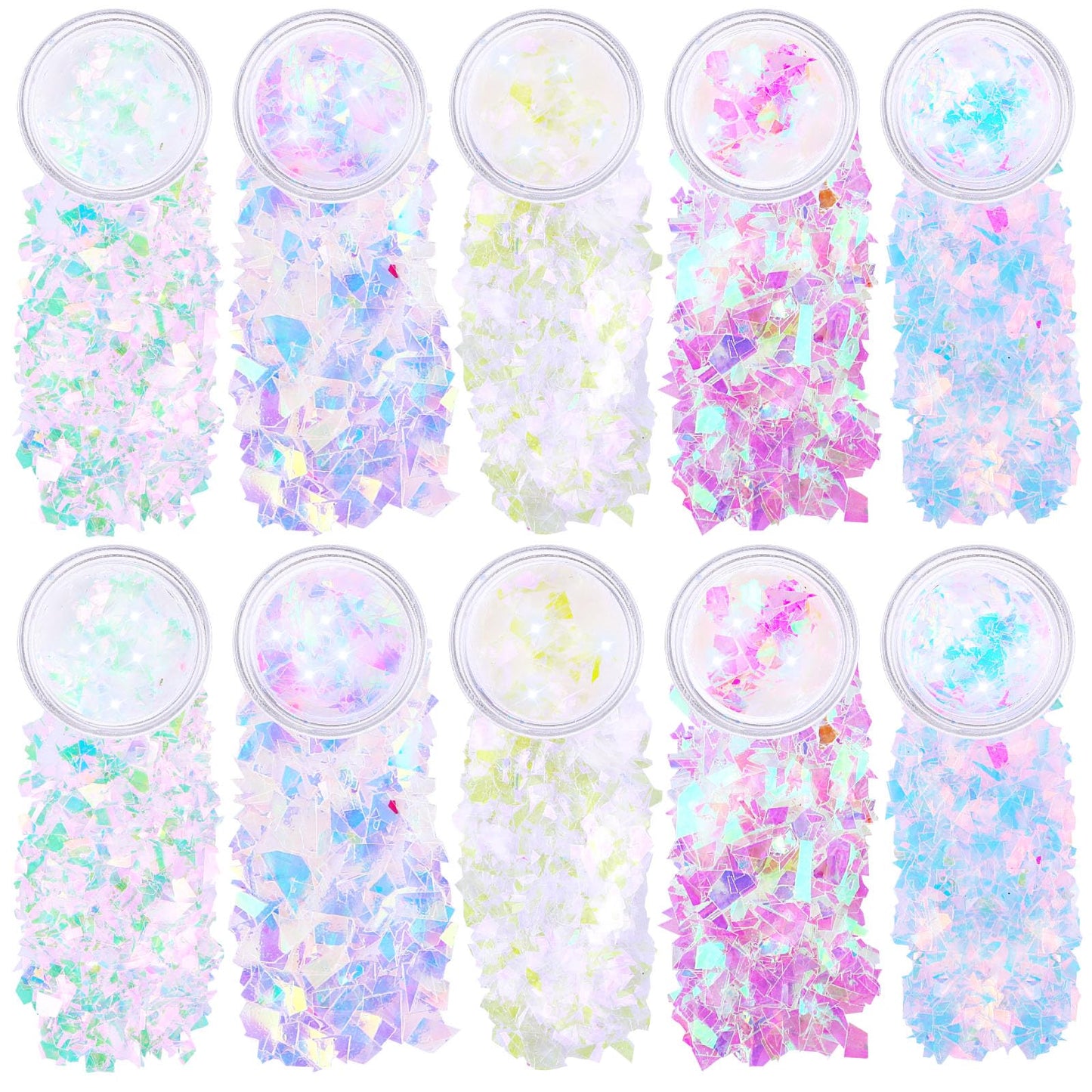 Giantree 12 Cans Fantasy Glitter Sequin, Irregular Face Body Glitter Set Cosmetic Body Glitter Accessories for Festival Makeup Eyes Lips DIY Art Crafts(Color-C)