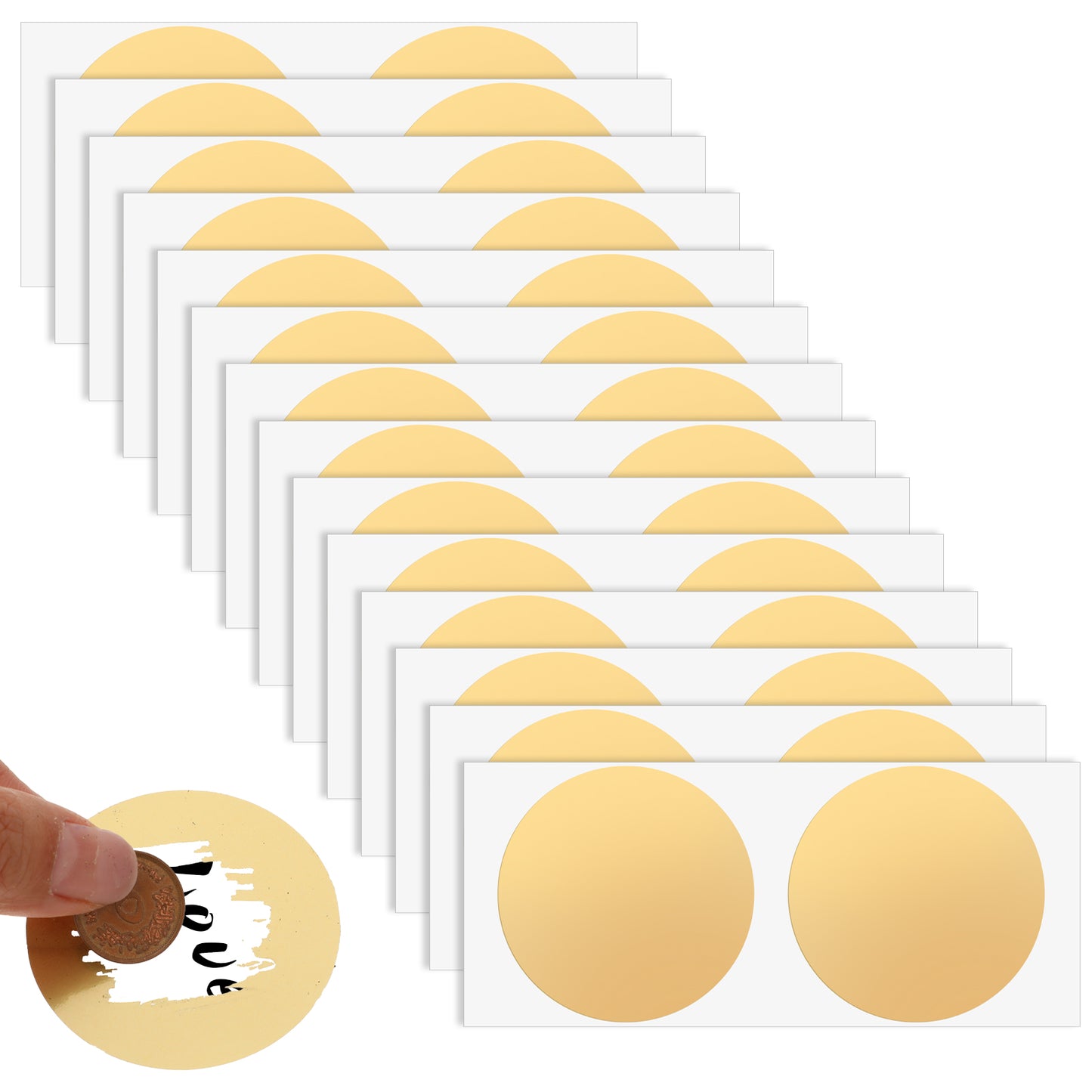Giantree 100 Pack 2" Scratch Off Stickers, Round Circle Scratch Off Labels Self Adhesive Scratch Off Cards for DIY Raffle Ticket Lottery Tickets Postcard Creating(Gold)