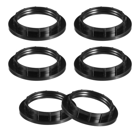 Giantree 6Pcs Lamp Shade Holder,Lamp Shade Ring, Lamp Shade Adapter, Lamp Parts Black Threaded Reducer, Light Socket Collar Ring and Replacement Adapter for Light Fixtures, Hanging Light (Black)
