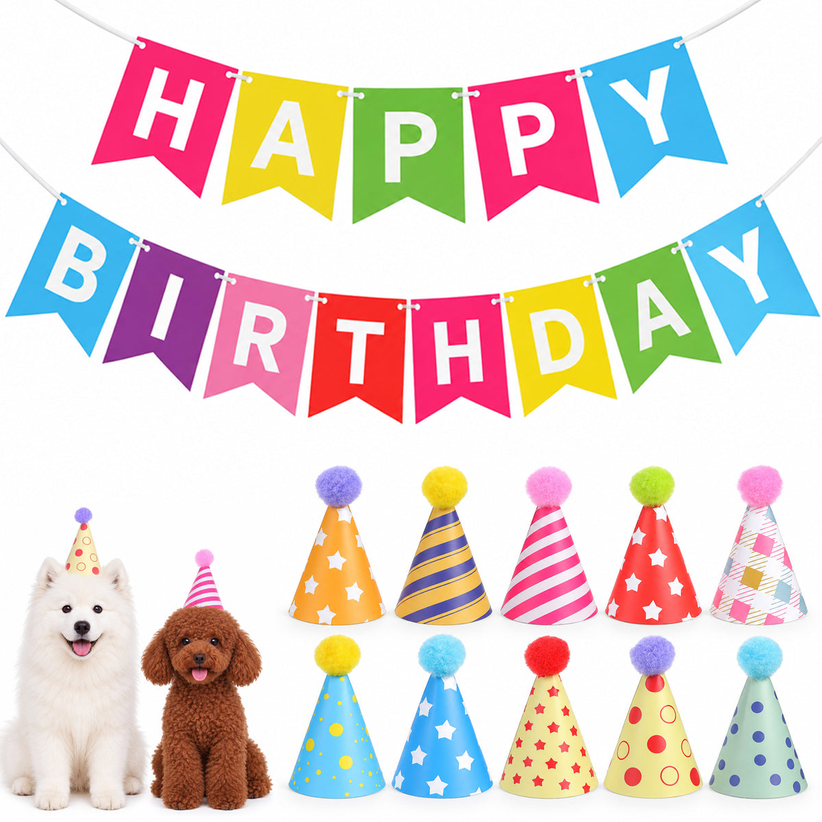 Cobee 10 Pcs Mini Party Hats for Stuffed Animals Colorful Birthday Cone
