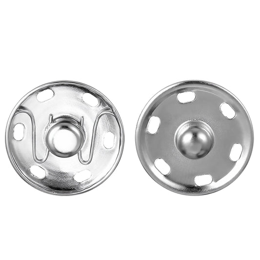TIESOME 24 Pairs Large Press Studs, 25mm Press Studs for Clothing Sew-On Snap Fasteners, Heavy Duty Metal Black & Silver for Jackets, Coats, Bags, Repair & DIY Crafts
