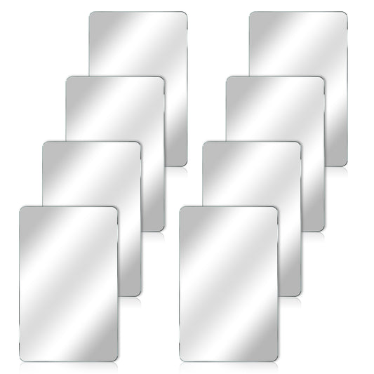 Bewudy 8 Pcs Acrylic Mirrors for Wall, 6 x 4 Inch Acrylic Mirror Tiles Self-Adhesive Small Mirror Stickers for Wall Rectangular Mirrors Sheet for Bathroom, Bedroom, Living Room, Home Gym Door
