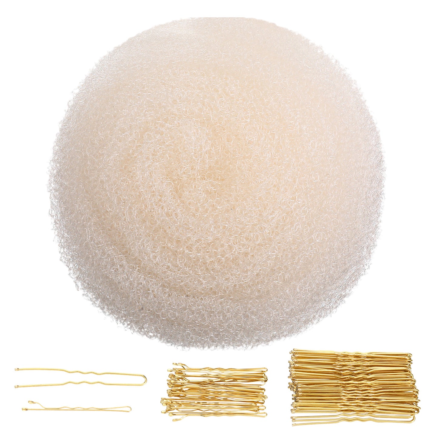 SHENLIU 1 Pcs Hair Padding for Updos, Hair Padding Insert with 70 Bobby Pins, Nylon Volumizing Tool for Thin Hairs (Light Coffee)(Beige)